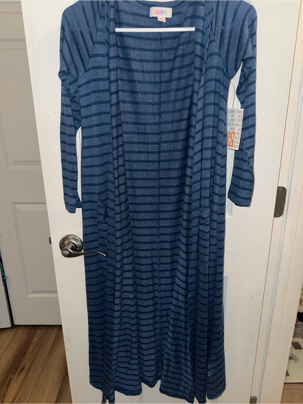 LuLaRoe Blue Striped Long Duster Cardigan